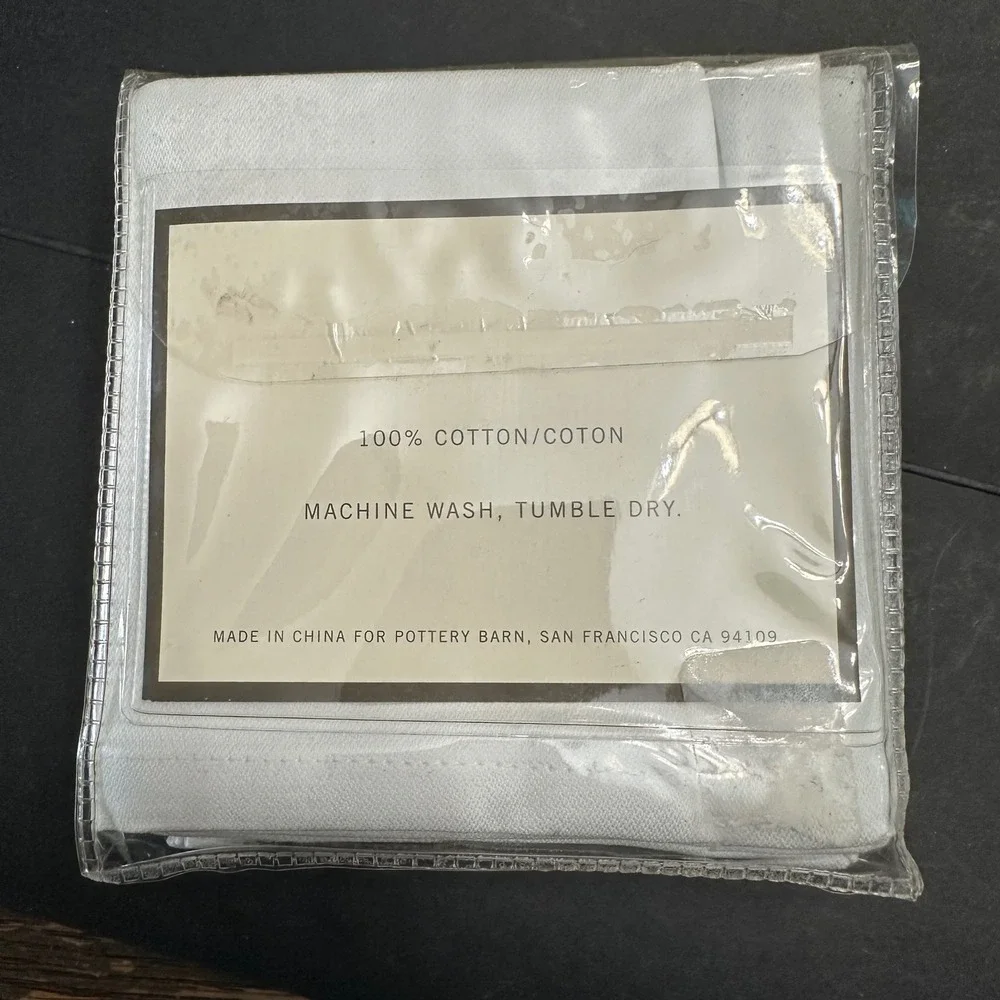 Pottery Barn Set of 8 Hotel Cocktail Napkins Cotton 10 x 10 inch New Off-White